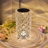USB Rechargeable Rose Crystal Table Lamp β 3/16 Colors, Touch & Remote Control, Home & Bedroom Night Light Gift