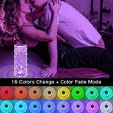 USB Rechargeable Rose Crystal Table Lamp β 3/16 Colors, Touch & Remote Control, Home & Bedroom Night Light Gift