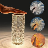 USB Rechargeable Rose Crystal Table Lamp β 3/16 Colors, Touch & Remote Control, Home & Bedroom Night Light Gift