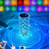 USB Rechargeable Rose Crystal Table Lamp β 3/16 Colors, Touch & Remote Control, Home & Bedroom Night Light Gift