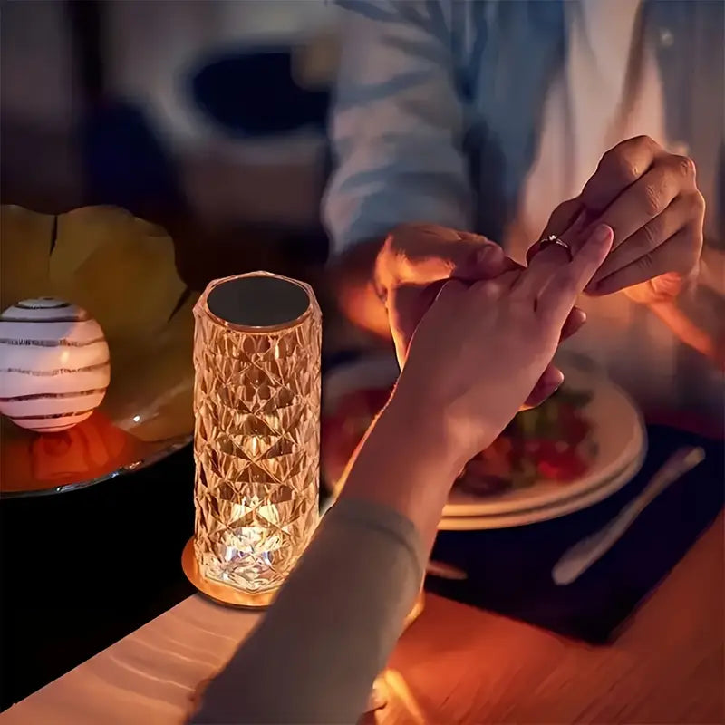USB Rechargeable Rose Crystal Table Lamp β 3/16 Colors, Touch & Remote Control, Home & Bedroom Night Light Gift