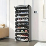 Foldable 6-Tier Heavy-Duty Plastic Shoe Rack, No Assembly, Space-Saving Grey Shelf