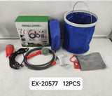 Portable Electric Shower Pump Kit with Foldable Bucket – Camping, Car Wash & Pet Bath – EX-20577