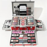 All-in-One Professional Makeup Kit with Aluminum Carry Case – Eyeshadow, Blush, Lipstick, and Brushes Set – Perfect Gift for Women & Girls