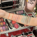 All-in-One Professional Makeup Kit with Aluminum Carry Case – Eyeshadow, Blush, Lipstick, and Brushes Set – Perfect Gift for Women & Girls