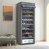 Foldable 6-Tier Heavy-Duty Plastic Shoe Rack, No Assembly, Space-Saving Grey Shelf