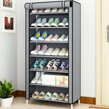 Foldable 6-Tier Heavy-Duty Plastic Shoe Rack, No Assembly, Space-Saving Grey Shelf